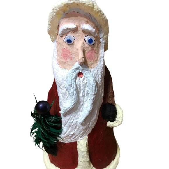 Paper Mache Santa Father Christmas Decoration Holiday Figurine 2007 R Gillum 10" - Picture 5 of 16